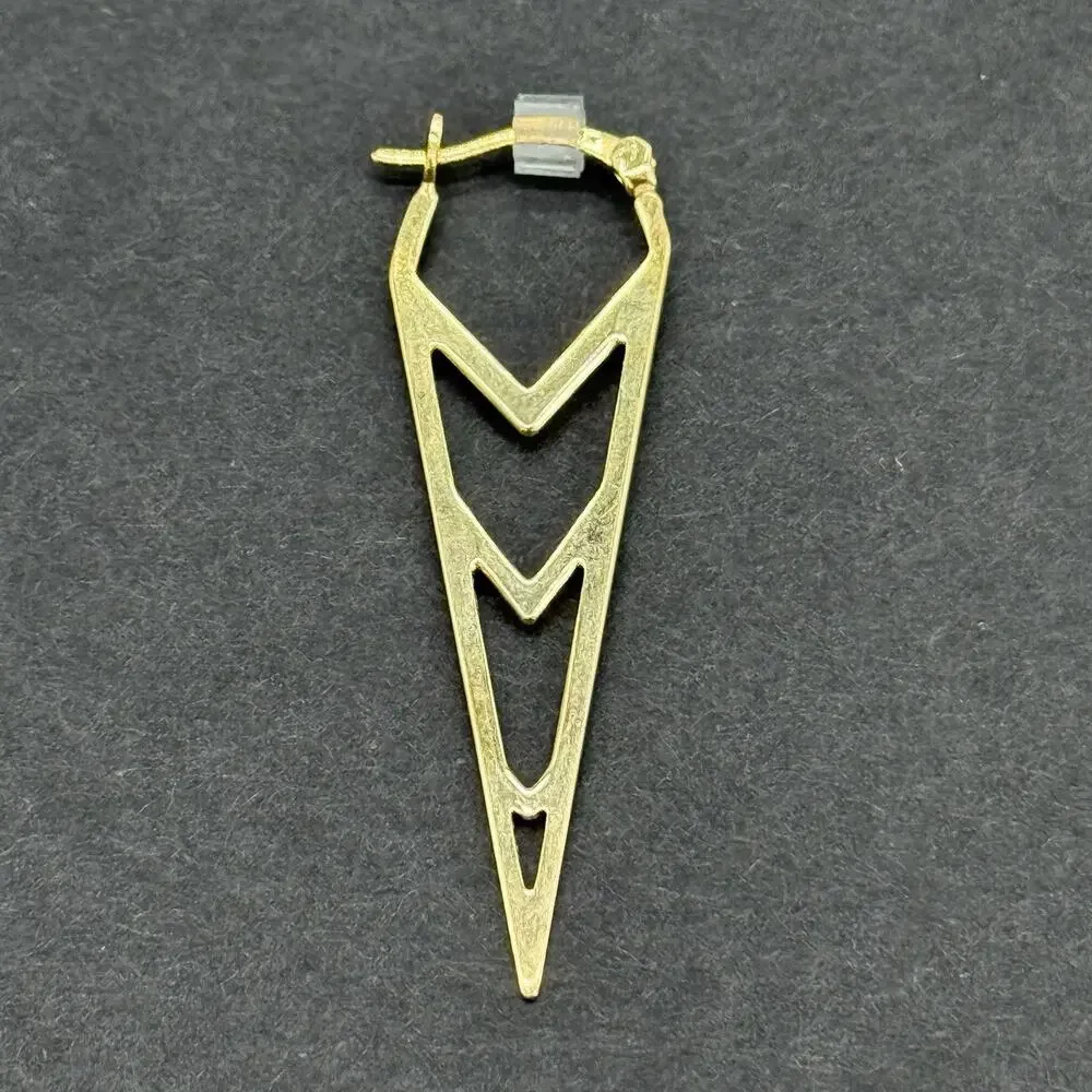 18K Gold Vermeil 925 Sterling Silver Geometric Chevron Spike Dagger Hoop Earring